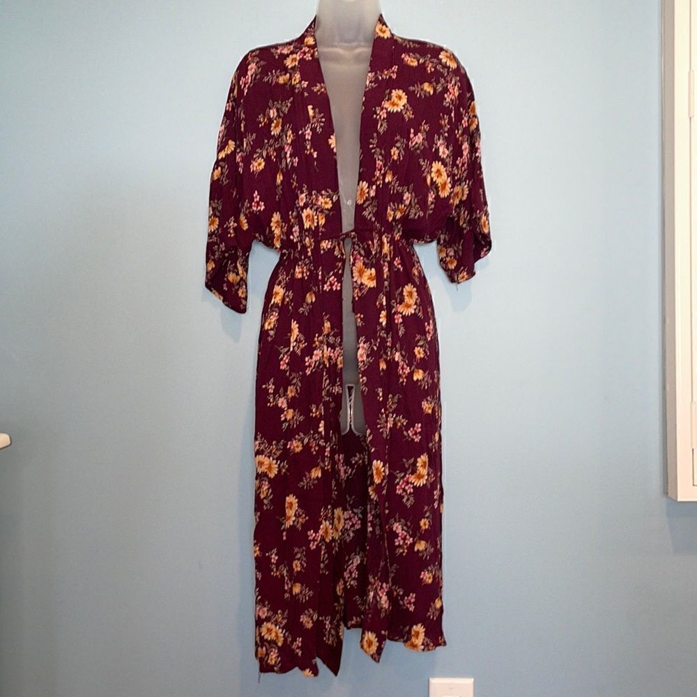 Forever 21 Duster Kimono Floral Long Wrap
